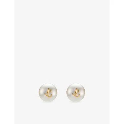 Jimmy Choo Womens Gold Jc Maxi Pearl Brass Stud Earrings