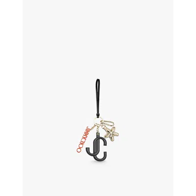 Jimmy Choo Womens  Jc Multi Charm Metal Bag Charm In Black/orange/gold