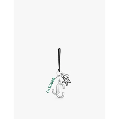 Jimmy Choo Womens  Jc Multi Charm Metal Bag Charm In Silver/green/black