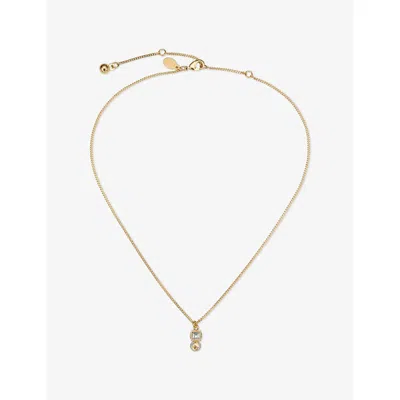 Jimmy Choo Womens Gold Jc Pearl Cube Brass Pendant Necklac