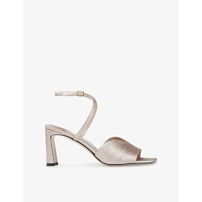 Jimmy Choo Womens Macaron Karli 75 Platform Glitter Leather Heeled Sandals