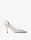 Jimmy Choo 85mm Love Embellished Tulle Pumps In White