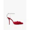 Jimmy Choo 100mm Saeda Crystal-embellished Floral Pumps In Red