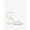 Jimmy Choo Saeda 100 Crystal-embellished Satin Sandals In Pattern