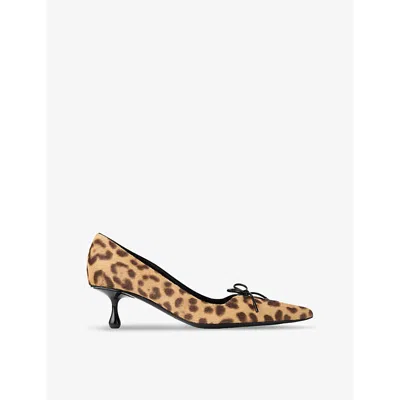 Jimmy Choo Womens  Scarlett 50 Leopard-pattern Calf-hair Courts In Natural