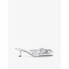 Jimmy Choo Staz Silver Shoe Tac Bow Destal 5cm In Silver/silver