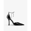 Jimmy Choo Stevie 100 Crystal-embellished Pumps In Patent Leather In Black