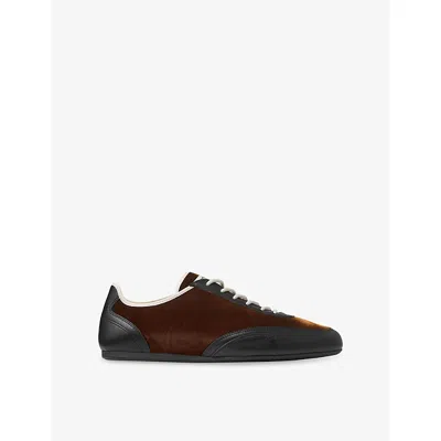 Jimmy Choo Womens V Bronze Mix Sunny Leather And Velvet Trainers In Brown