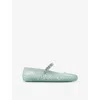 Jimmy Choo Light Green Jelly Ballet Flats With Crystal In Blue
