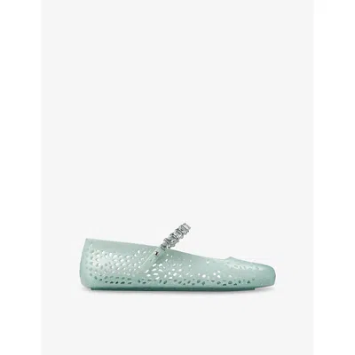 JIMMY CHOO WOMENS JIMMY CHOO THE JELLY GLITTER-EMBELLISHED BALLET FLATS