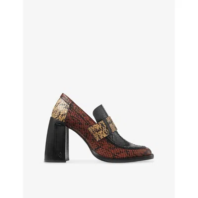 Jimmy Choo Womens Cognac/black/corn Tylor 95 Triple Snake-embossed Leather Loafers Eur 37 / 4 Uk