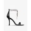 Jimmy Choo Verity 100 Crystal Embellished Leather Sandals In Black