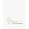 Jimmy Choo Pointed Toe Kitten Heel Leather Pumps In White