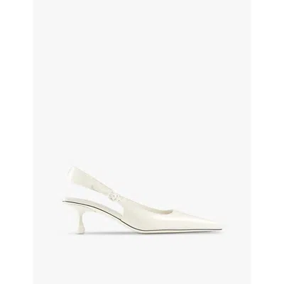 Jimmy Choo Amel 50 Leather Slingback Pumps In White