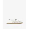 Jimmy Choo Amiee Leather Embroidered Espadrille Ballerina Flats In White