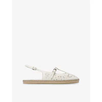 JIMMY CHOO WOMENS JIMMY CHOO AMIEE LEATHER FLAT ESPADRILLES