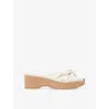 Jimmy Choo Womens Latte Avenue Knot-embellished Leather Wedge Sandals In Latte