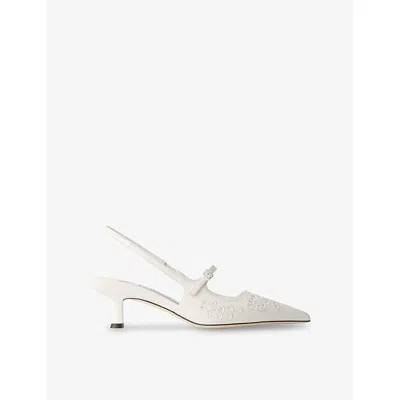 JIMMY CHOO WOMENS LATTE DIDI 45 BRODERIE LEATHER PUMPS EUR 37 / 4 UK