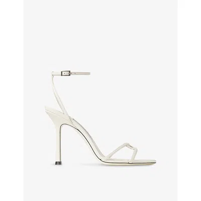 JIMMY CHOO WOMENS LATTE LEO 100 LEATHER HEELED SANDALS EUR 36.5 / 3.5 UK