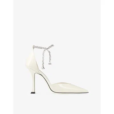 JIMMY CHOO WOMENS LATTE STEVIE 100 PATENT LEATHER HEELS EUR 41 / 8 UK