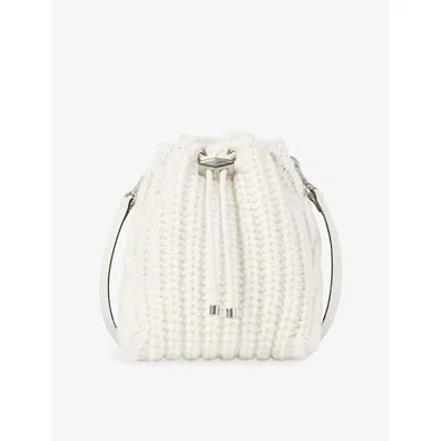Jimmy Choo Womens Latte/antique Silver Latte Mini Knitted Wool Bucket Bag