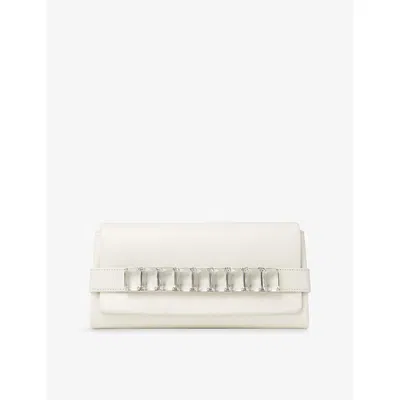 Jimmy Choo Womens Latte/crystal Kya Leather Clutch Bag