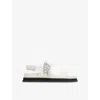 Jimmy Choo Verity Leather Crystal Flat Sandals In White