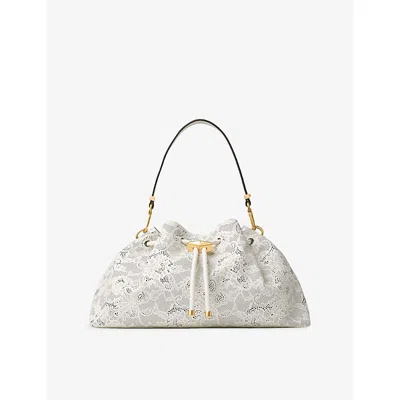 Jimmy Choo Womens Latte/gold Cinch Medium Lace Shoulder Bag