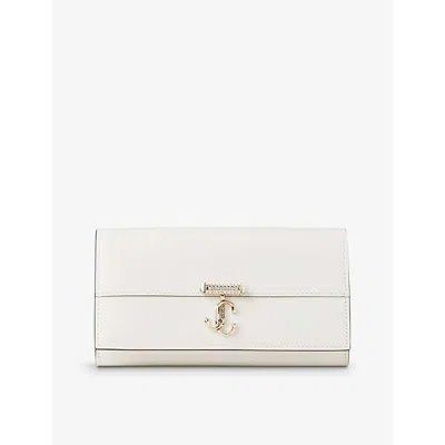 Jimmy Choo Mini Leather Varenne Chain Wallet In Latte/light Gold