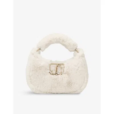 JIMMY CHOO WOMENS LATTE/LIGHT GOLD EDIE HOBO MINI FAUX-FUR TOP-HANDLE BAG