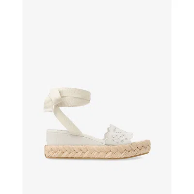 Jimmy Choo Womens Latte/natural Arlee Wedge 60 Leather And Canvas Wedge Sandals Eur 38.5 / 5.5 Uk
