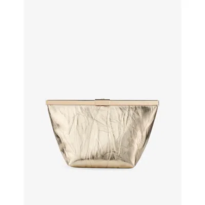 Jimmy Choo Metallic Leather Ganache Clutch Bag In Brown