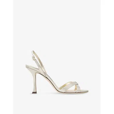 JIMMY CHOO WOMENS LIGHT SOFT GOLD ELSY 90 SHIMMER-SUEDE HEELED SANDALS EUR 39.5 / 6.5 UK