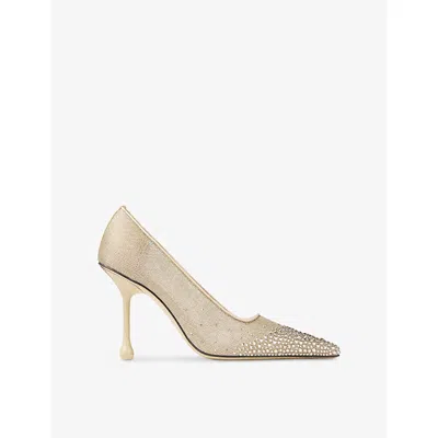 Jimmy Choo Womens  Ixia 95 Crystal-embellished Mesh And Satin Courts