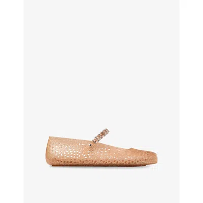 JIMMY CHOO WOMENS JIMMY CHOO THE JELLY GLITTER-EMBELLISHED BALLET FLATS