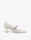 Jimmy Choo Bing 65 Pointed-toe Embellished Pumps In Gray