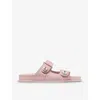 Jimmy Choo Fayence Suede Pearly Dual-strap Slide Sandals In Macaron