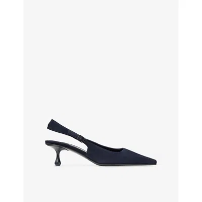 Jimmy Choo Womens Marine Amel 50 Slingback Suede Heeled Pumps Eur 37 / 4 Uk In Blue