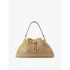 Jimmy Choo Cinch M Raffia Shoulder Bag In Natrl/cappuccino/gld