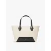 JIMMY CHOO WOMENS NATURAL DIAMOND LOGO-EMBOSSED SMALL SHEARLING AND LEATHER TOTE BAG