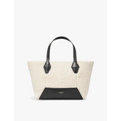 Jimmy Choo Womens Natural Diamond Logo-embossed Small Shearling And Leather Tote Bag