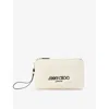 Jimmy Choo Shearling Logo Pouch In White