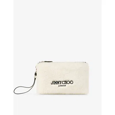 Jimmy Choo Womens Natural/black Branded Shearling And Leather Pouch
