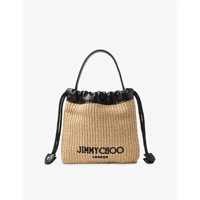 Jimmy Choo Drawstring Pouch Logo-embroidered Pouch In Neutral