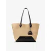 Jimmy Choo Womens Natural/black/gold Diamond Medium Raffia And Leather Tote Bag