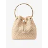Jimmy Choo Round Handle Bucket Bag With Pearl Embellishment In Gold