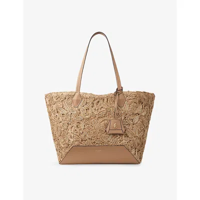 Jimmy Choo Womens Natural/gold Diamond Flower Woven Leather Tote Bag