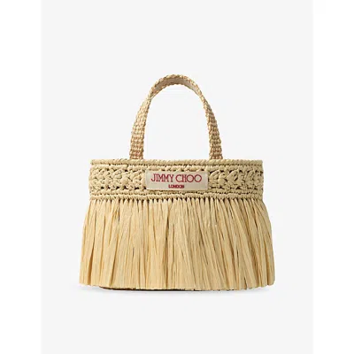 Jimmy Choo Womens Natural/light Gold Mini Beach Woven Raffia Tote Bag