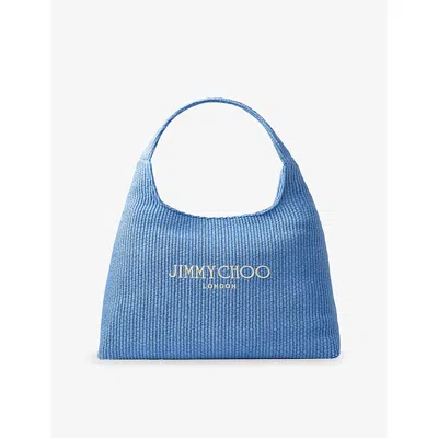 Jimmy Choo Hobo Logo Lettering Shoulder Bag In Blue