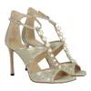 Jimmy Choo Open Toe Pearl T-bar Sandals
